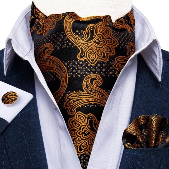 British Style Luxury Men Vintage Paisley Formal Cravat Tie Set ASC-2021 BOW TIE