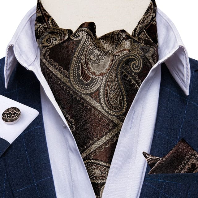 British Style Luxury Men Vintage Paisley Formal Cravat Tie Set ASC-2047 BOW TIE
