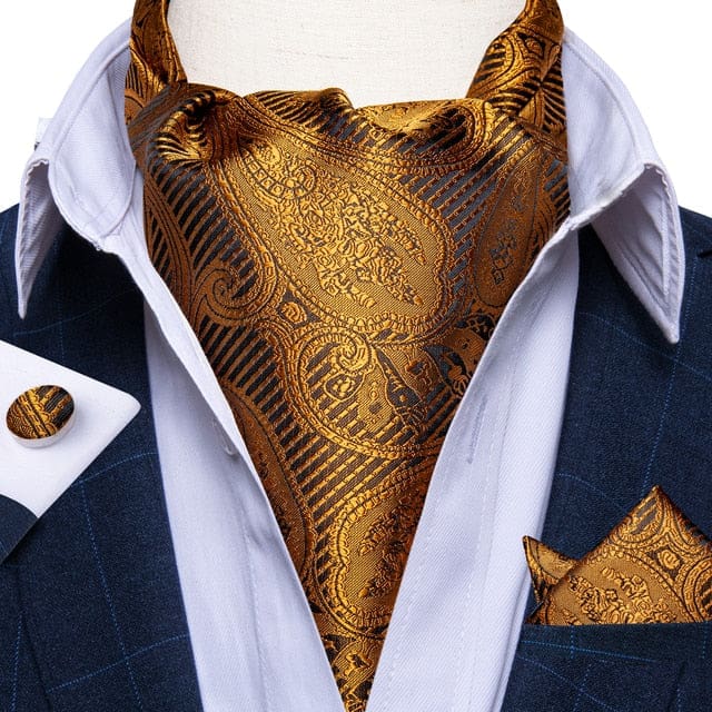 British Style Luxury Men Vintage Paisley Formal Cravat Tie Set ASC-2050 BOW TIE