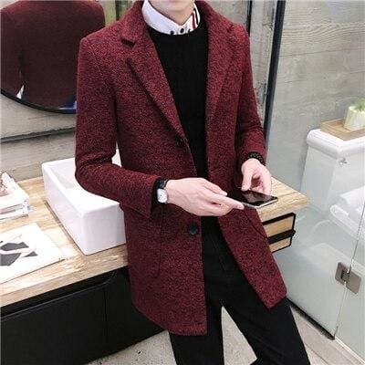 business casual lapel men slim trench coat