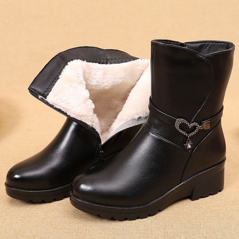 Casual Round Toe Zipper Mid Calf Plush Warm Women Shoes 858 / 9 WOMEN BOOTS