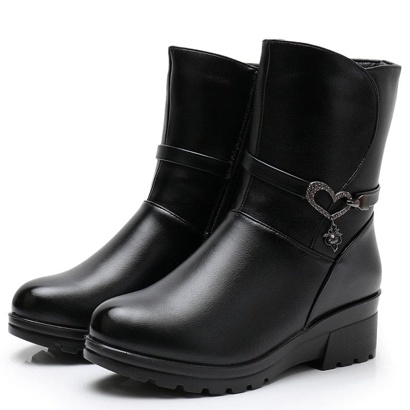 Casual Round Toe Zipper Mid Calf Plush Warm Women Shoes WOMEN BOOTS