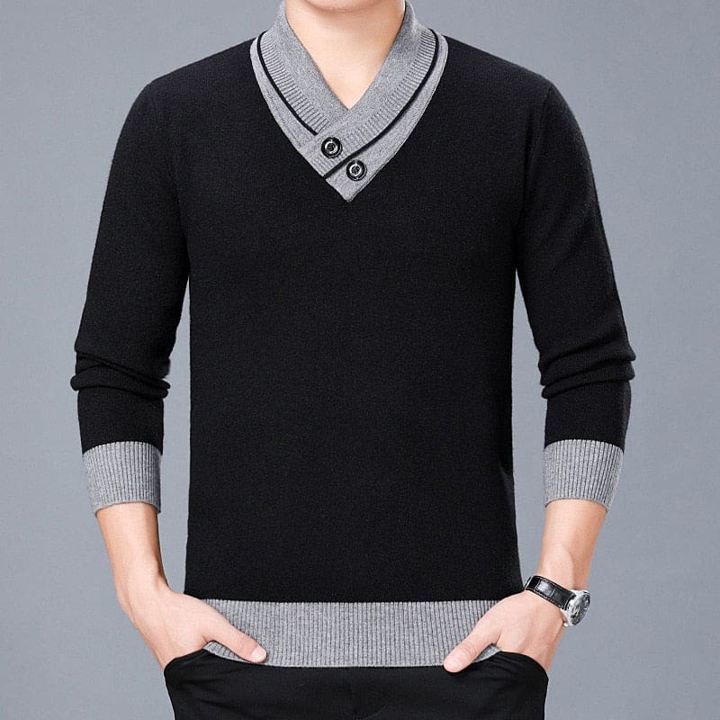 Casual Turtleneck Double Collar Slim Fit Men Sweater JACKETS