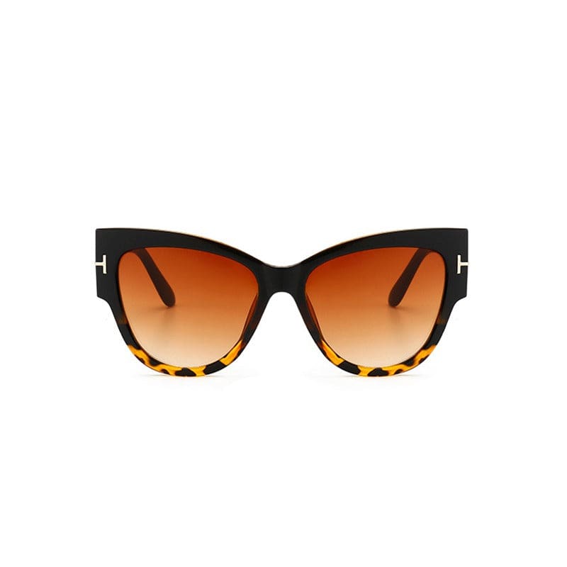 cat eye luxury designer women sunglasses black leopard