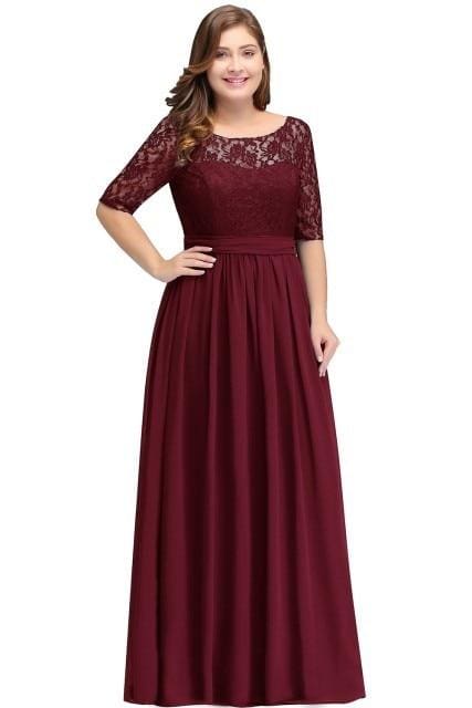 chiffon lace long elegant evening dresses plus size