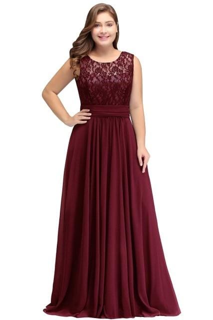 chiffon lace long elegant evening dresses plus size