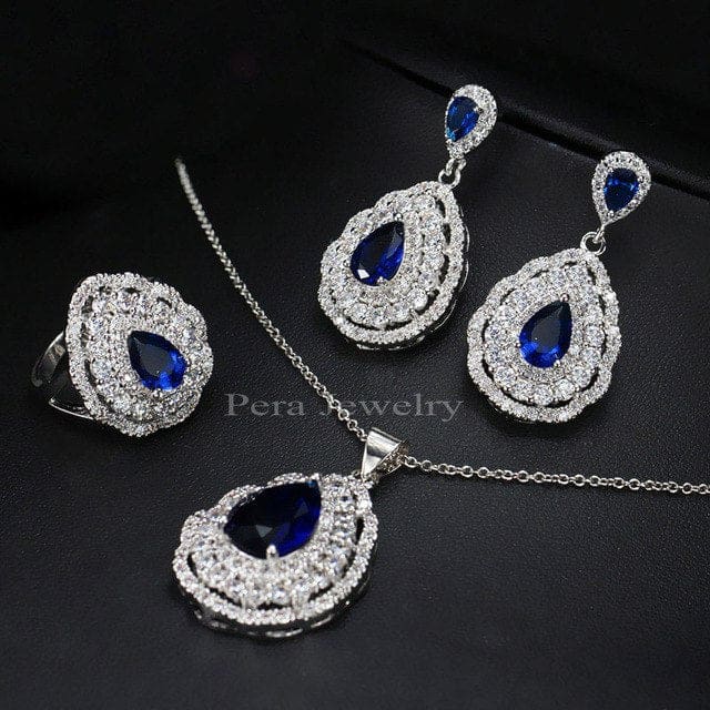 classic elegant women 925 sterling crystal stone set