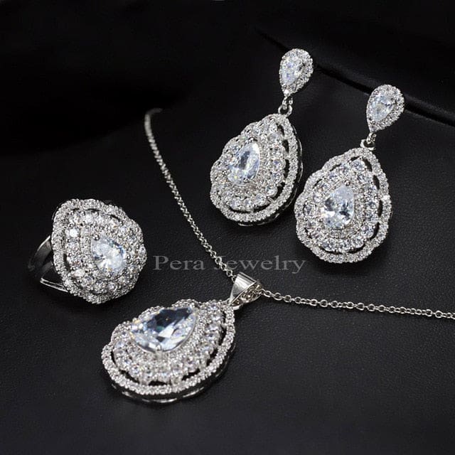 classic elegant women 925 sterling crystal stone set