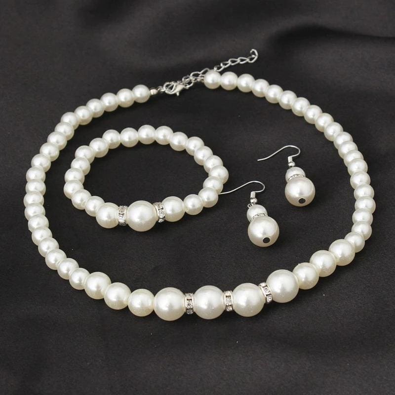 classic white pearl women wedding jewelry set