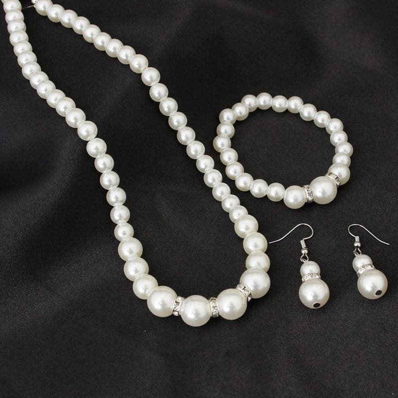 classic white pearl women wedding jewelry set