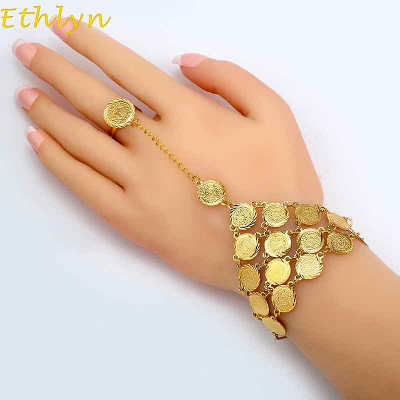 coin money sign gold color middle eastern jewelry bracelet