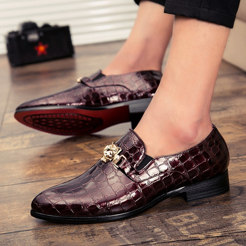 Luxury Crocodile Grain Pointed Toe Men Shoes