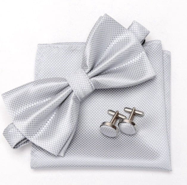 cravat cufflinks fashion butterfly party bow ties silver