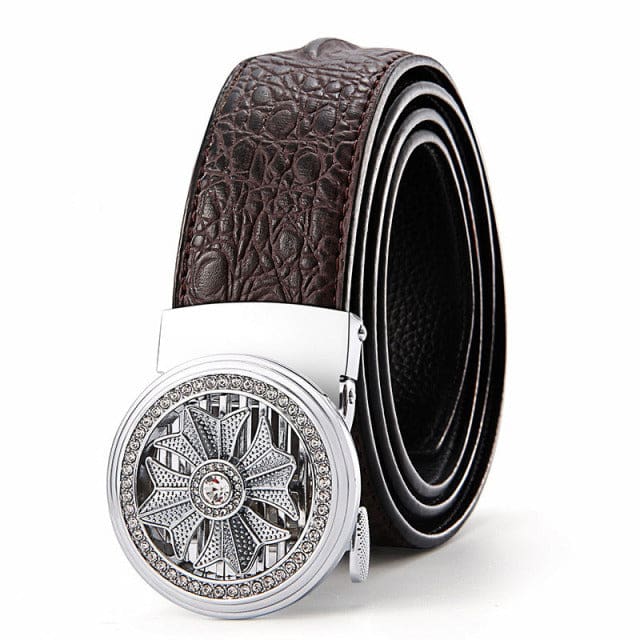 crocodile pattern quality faux leather men luxury belt