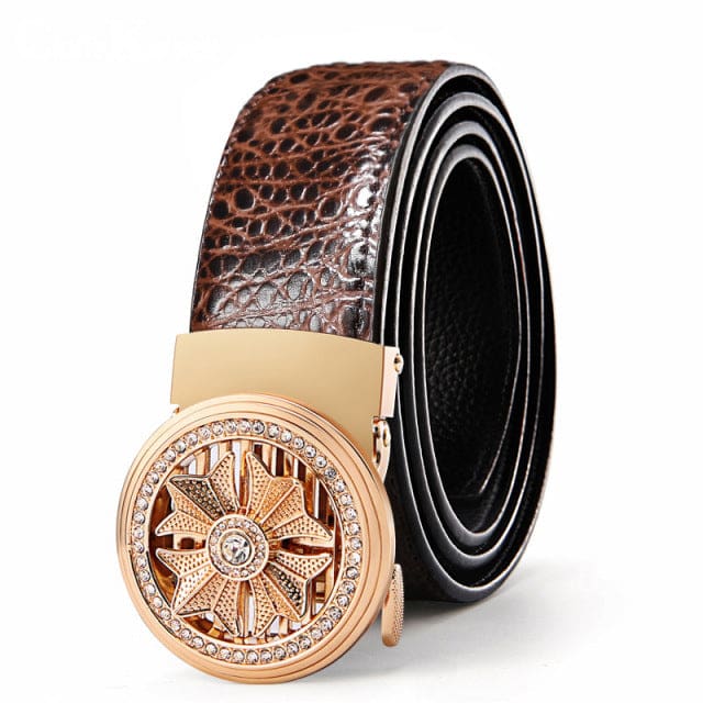 crocodile pattern quality faux leather men luxury belt