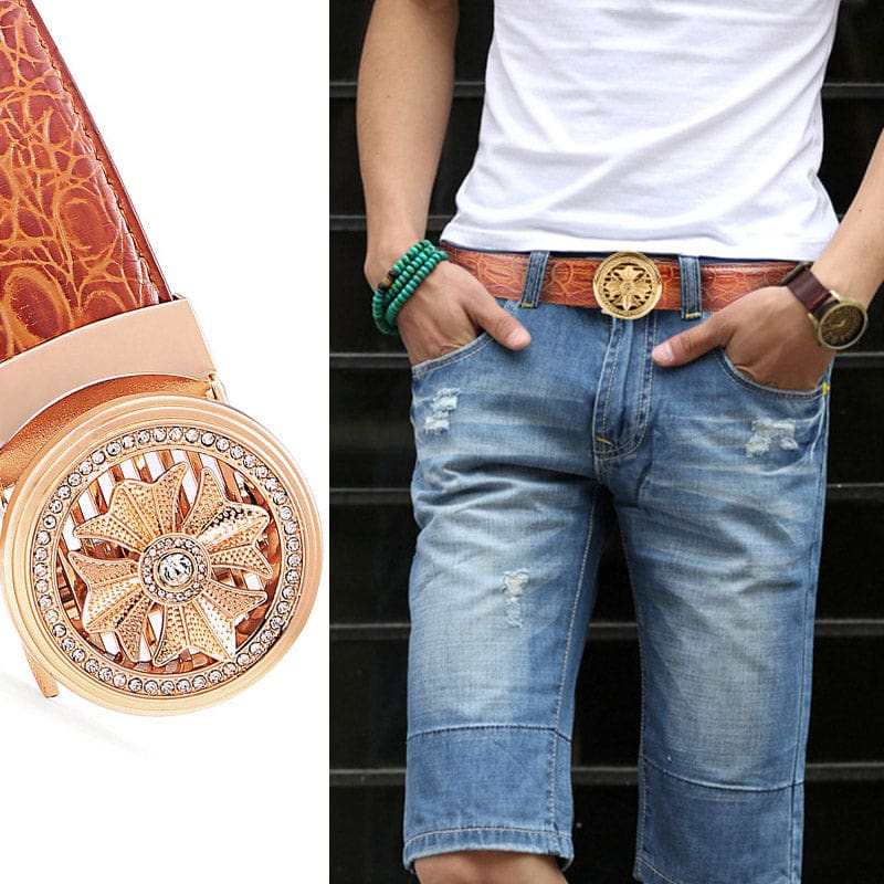 crocodile pattern quality faux leather men luxury belt