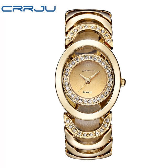 crrju luxury women watch famous brands gold fashion design bracelet watches ladies women wrist watches relogio femininos golden