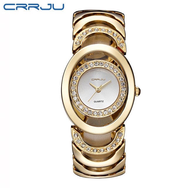 crrju luxury women watch famous brands gold fashion design bracelet watches ladies women wrist watches relogio femininos golden white