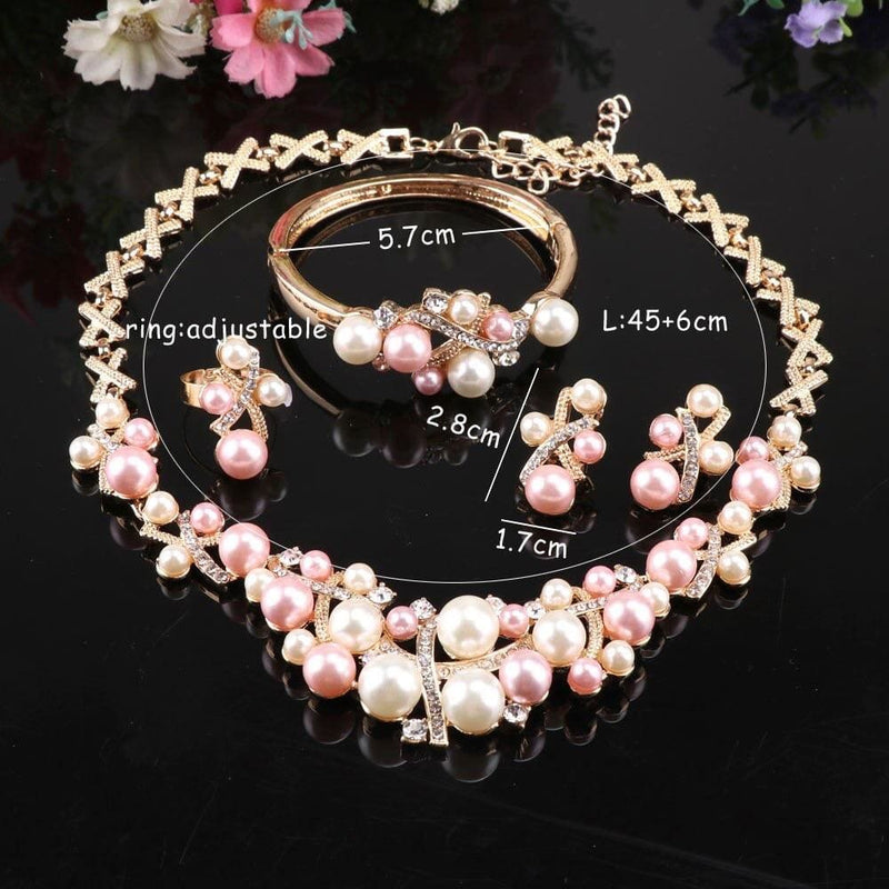 crystal colorful pearl necklace jewelry set