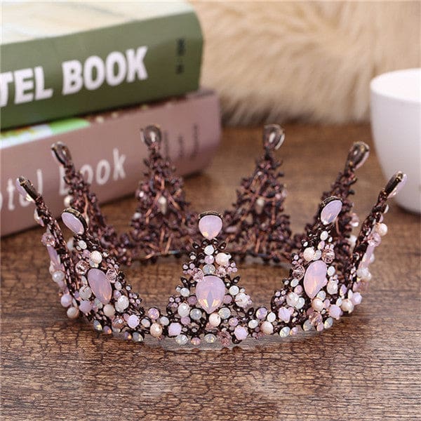 crystal crown wedding hair accessories round elegant queen pageant hair jewelry 15