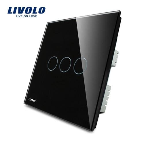 crystal glass panel uk standard touch switch ac 220-250v vl-c303-61 black