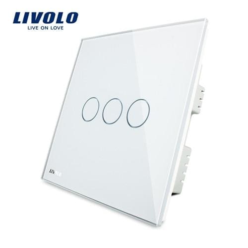 crystal glass panel uk standard touch switch ac 220-250v vl-c303-61 white