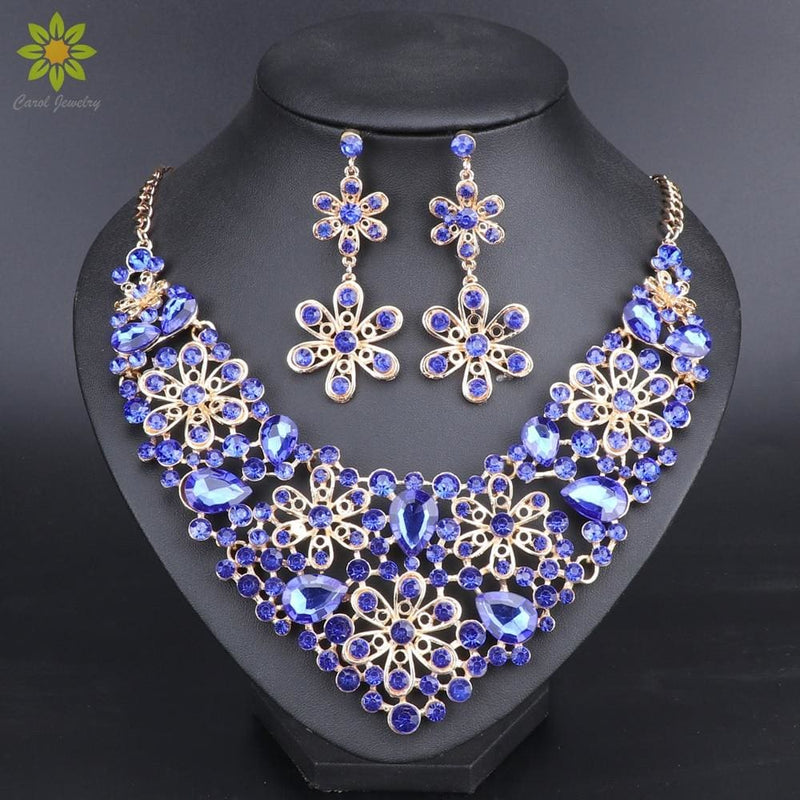 crystal jewelry sets bridal necklace earrings sets for wedding & party