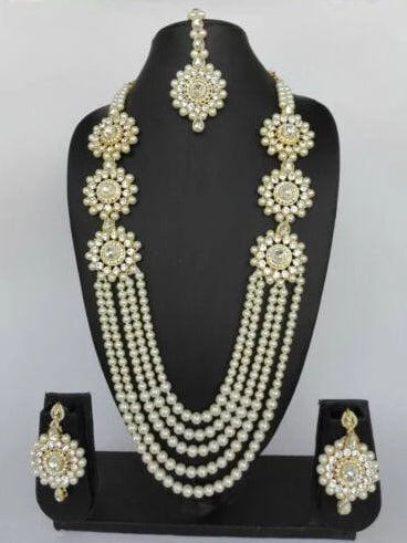 crystal pearl bollywood necklace set