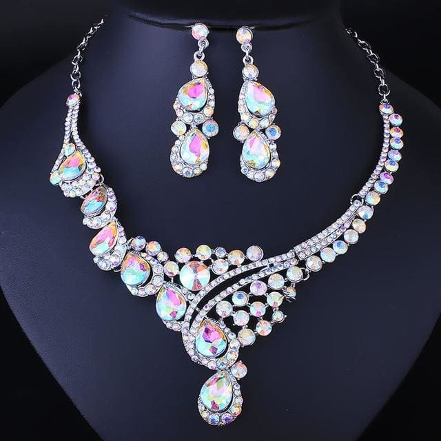 crystal rhineatone wedding fine jewelry set ab white