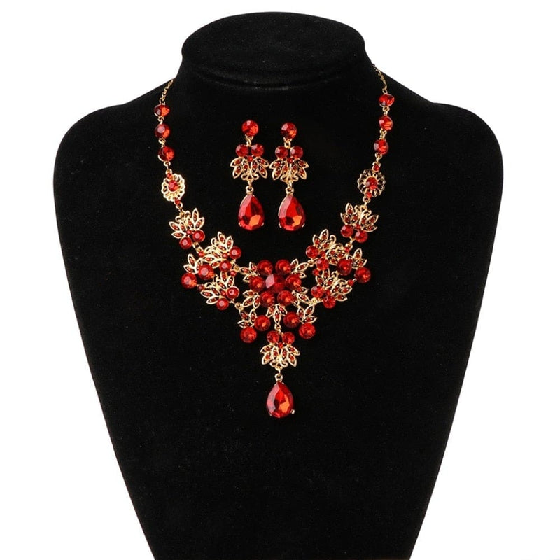 crystal rhinestone necklace earring formal party prom jewelry set