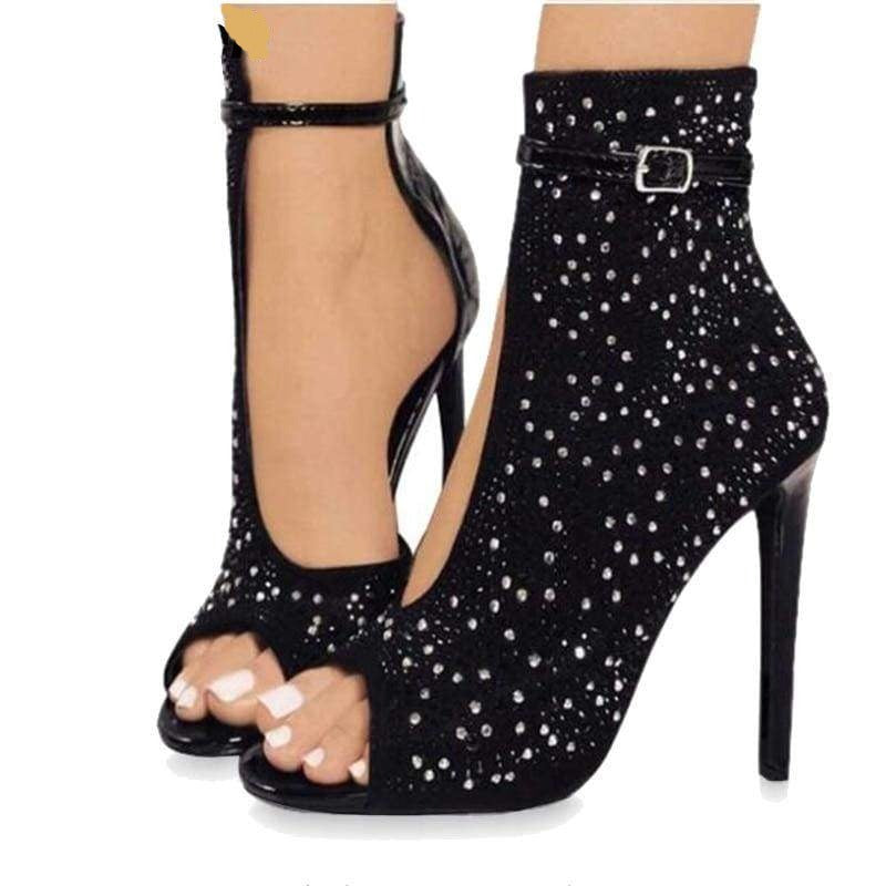 crystal sequins sexy gladiator rhinestone buckle strap party shoes