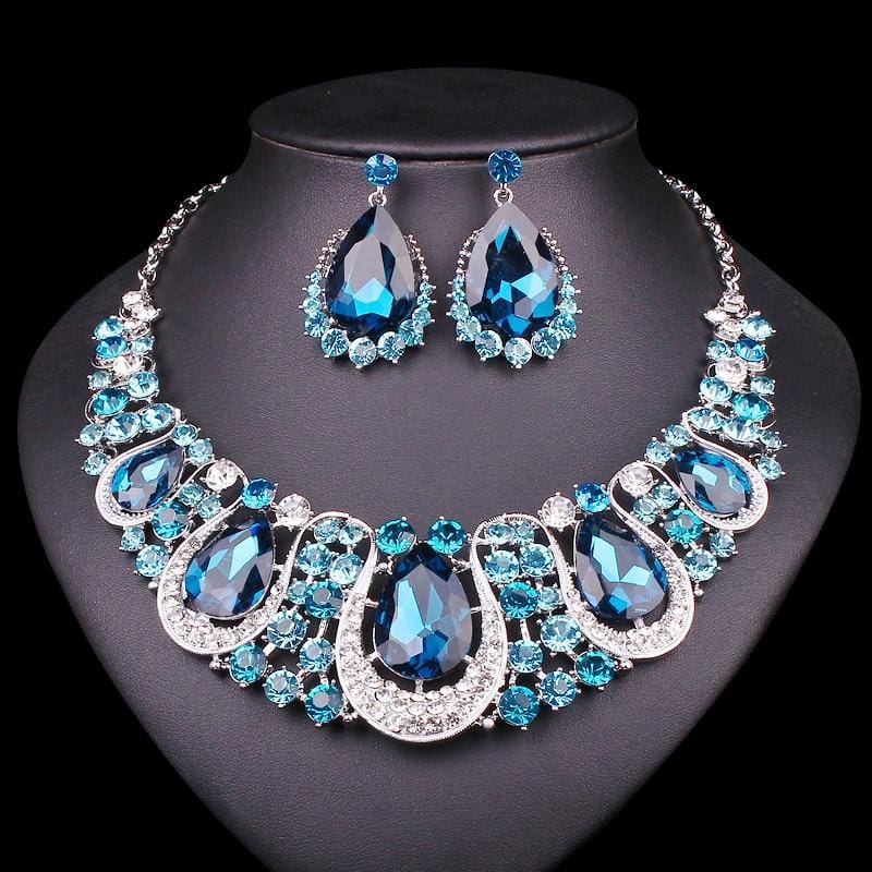 crystal statement collar choker necklace bridal jewelry set