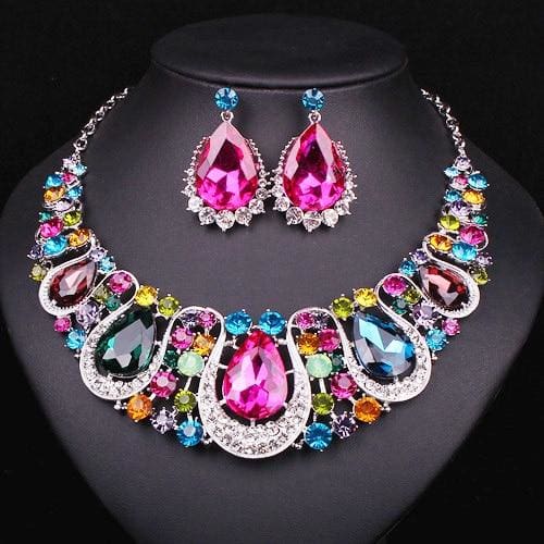 crystal statement collar choker necklace bridal jewelry set