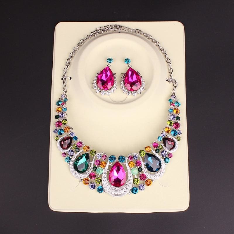 crystal statement collar choker necklace bridal jewelry set
