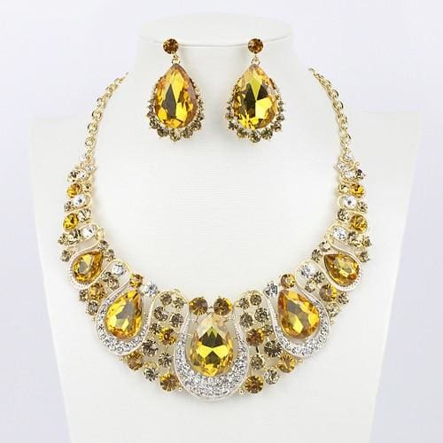 crystal statement collar choker necklace bridal jewelry set