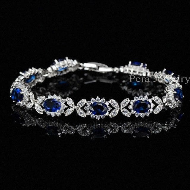 cubic zirconia crystal charm bracelet blue