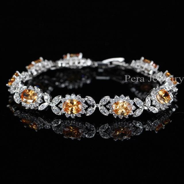 cubic zirconia crystal charm bracelet champagne
