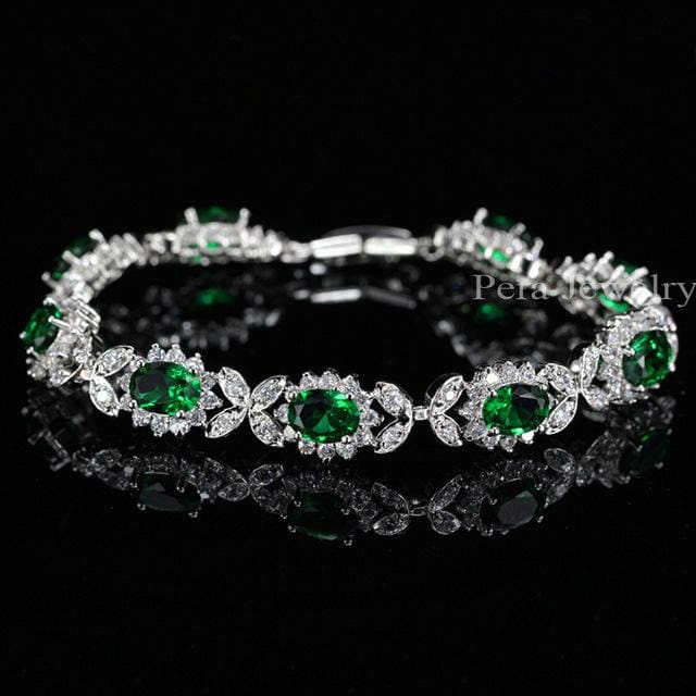 cubic zirconia crystal charm bracelet green