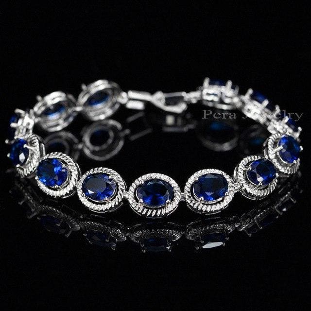 cubic zirconia stone bangle / bracelet for women blue