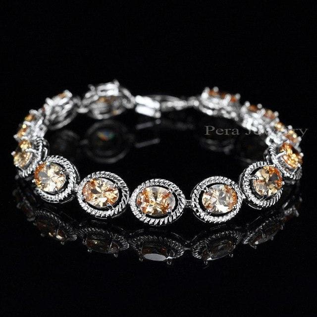 cubic zirconia stone bangle / bracelet for women champagne