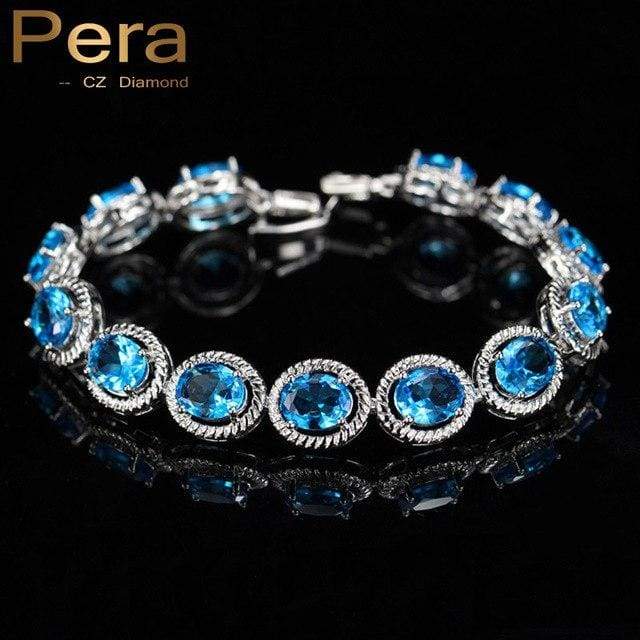 cubic zirconia stone bangle / bracelet for women light blue