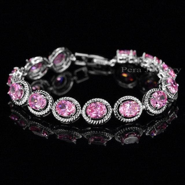 cubic zirconia stone bangle / bracelet for women pink