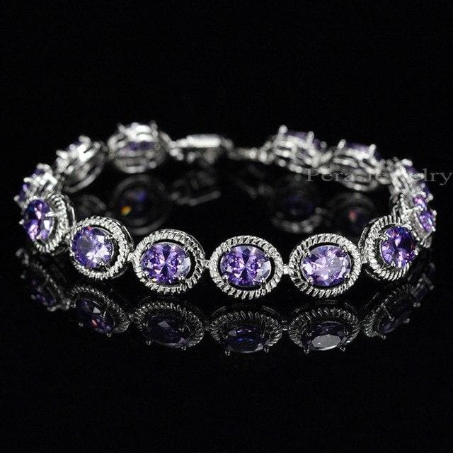 cubic zirconia stone bangle / bracelet for women purple