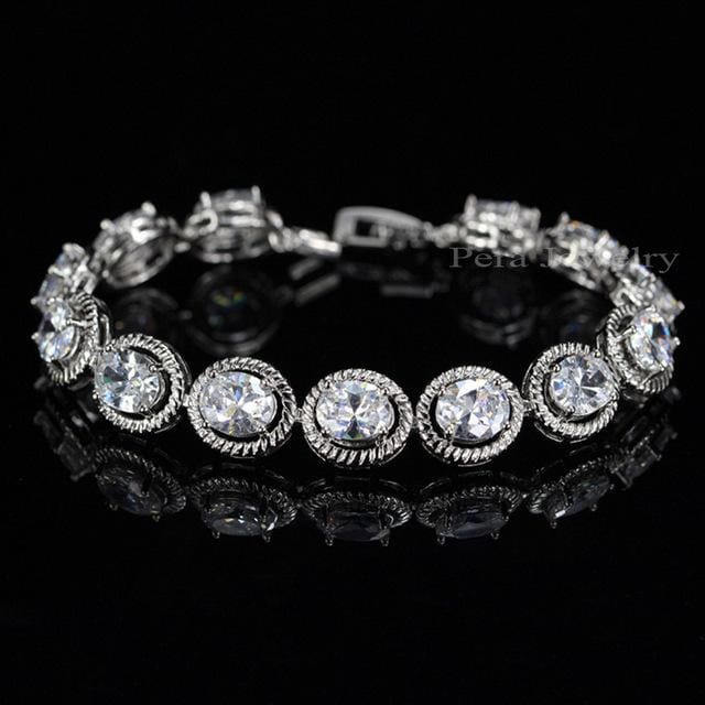 cubic zirconia stone bangle / bracelet for women white