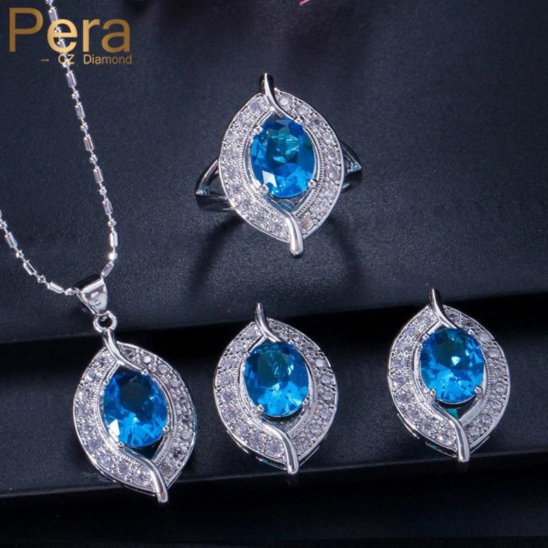 cz crystal bridal simulated gemstone jewelry set