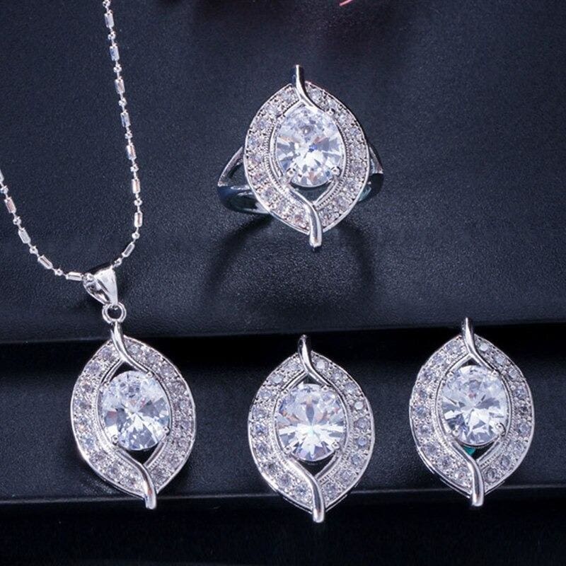 cz crystal bridal simulated gemstone jewelry set