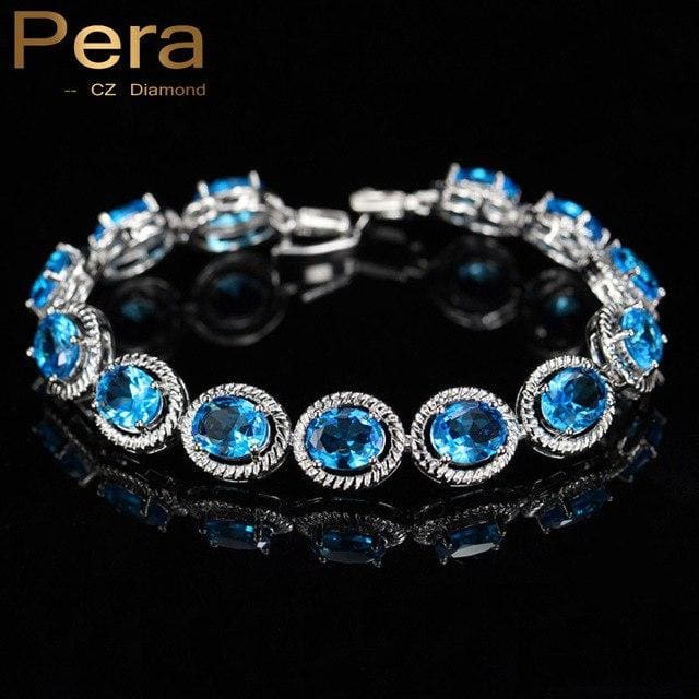 cz jewelry high quality women bangle & bracelet light blue