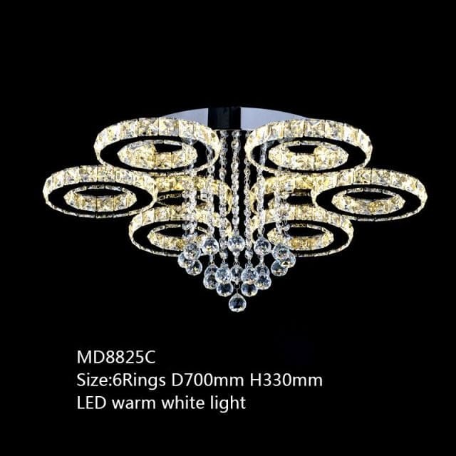 diamond ring stainless steel modern led chandelier d700 h330mm l6 warm / outside usa / 7-14 days