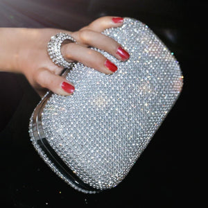 diamond-studded evening bag with chain