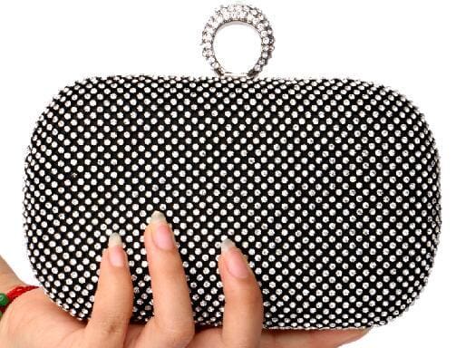 diamond-studded evening bag with chain ym1000black